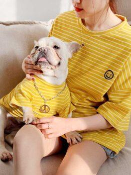 Pet Factory OEM оптовая продажа летняя толстовка с капюшоном для собак корейская версия щенок родитель-ребенок Тедди полосатая хлопковая футболка 06-0291 www.petproduct.com.cn