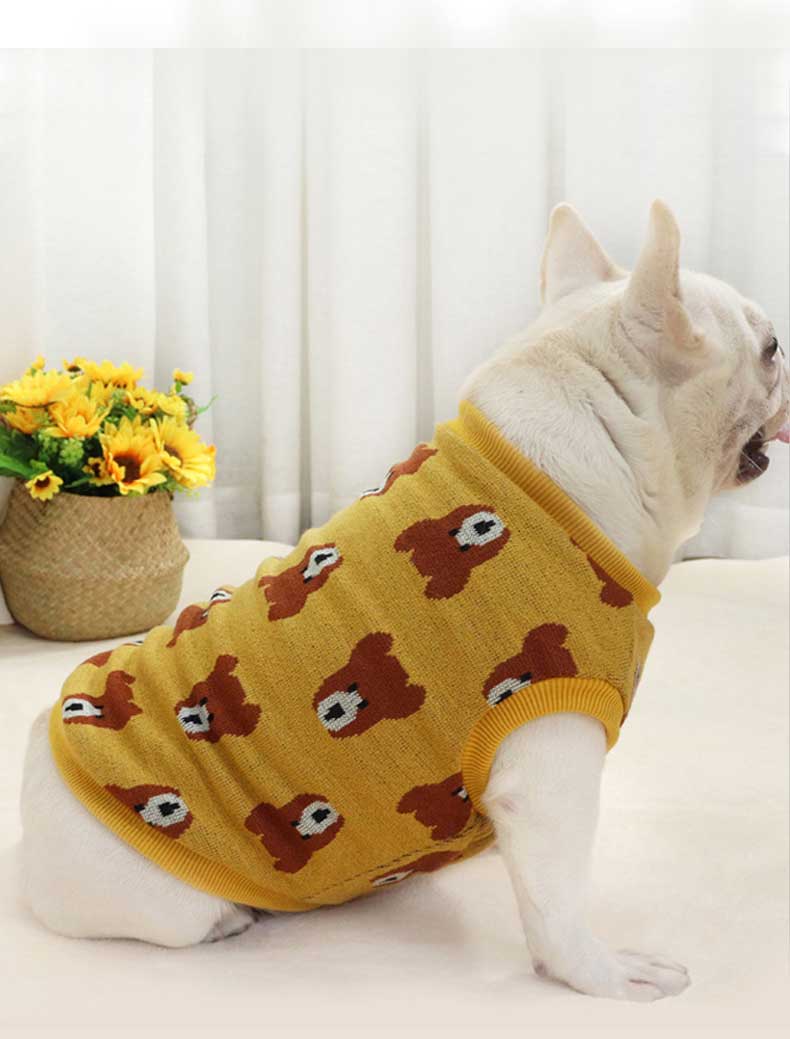 GMTPET Autumn and winter thickened dog clothes bear jacquard fat dog short body bulldog clothes thickened method bucket plus velvet vest 107-222022 www.petproduct.com.cn