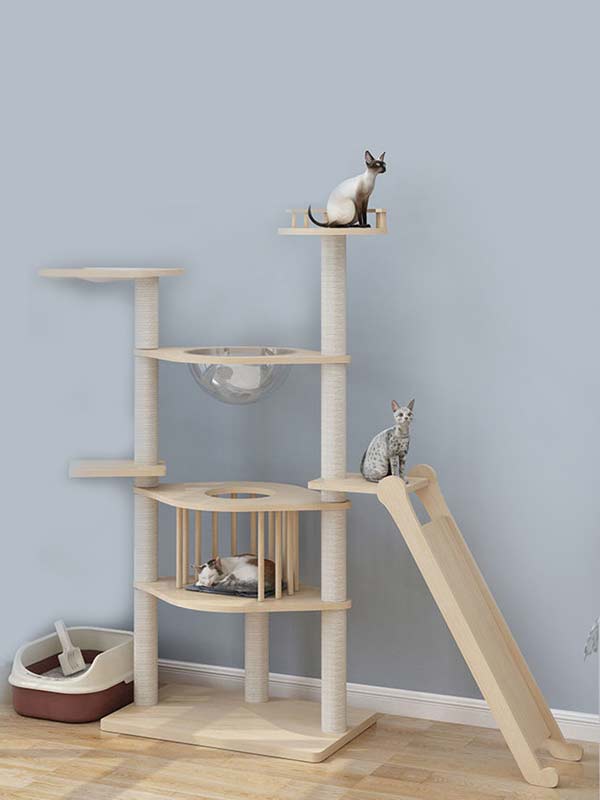 Árvore para gatos no atacado | Torre de gato de madeira OEM | estrutura de escalada para gatos 105-215 www.petproduct.com.cn