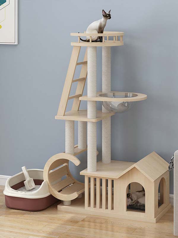 Condomínios para gatos por atacado | Torre Cat OEM | Árvore de gato legal de madeira maciça 105-216 www.petproduct.com.cn