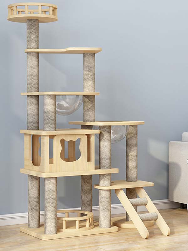 atacado-pinho-madeira maciça-placa multicamadas-cat-tree-cat-tower-cat-escalada-frame-105-217 www.petproduct.com.cn
