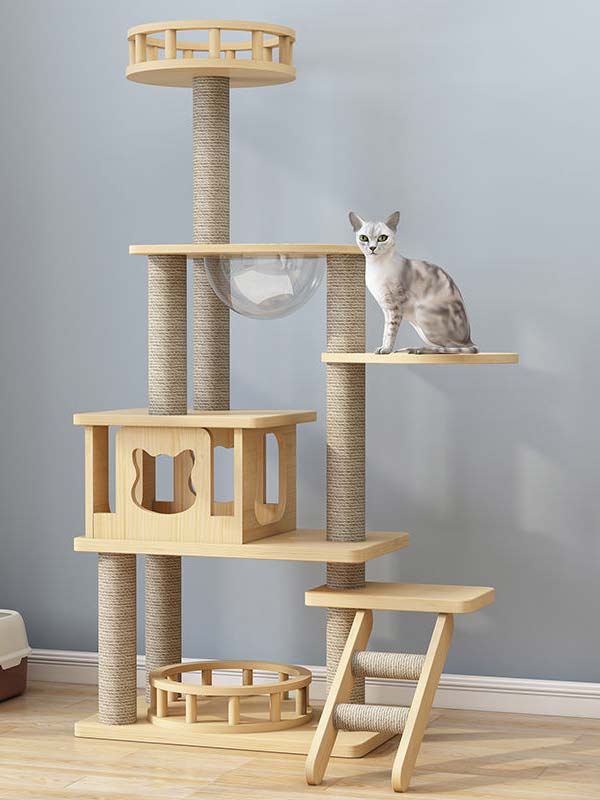 atacado-pinho-madeira maciça-placa multicamadas-cat-tree-cat-tower-cat-escalada-frame-105-218 www.petproduct.com.cn