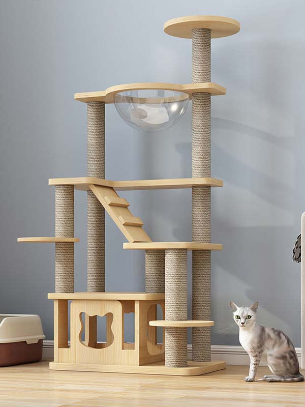 atacado-pinho-madeira maciça-placa multicamadas-gato-árvore-torre-gato-quadro de escalada para gatos-105-219 www.petproduct.com.cn