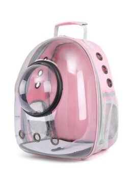 Transparent pink pet cat backpack with hood 103-45032 www.petproduct.com.cn