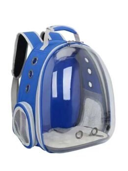 Transparent blue pet cat backpack with side opening 103-45055 www.petproduct.com.cn