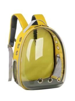 Transparent yellow pet cat backpack with side opening 103-45056 www.petproduct.com.cn
