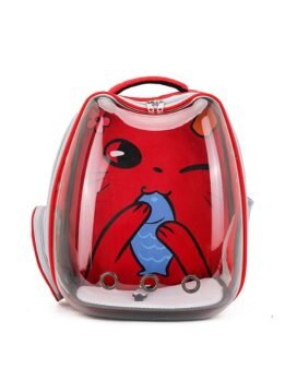 Red Transparent Breathable Cat Backpack Pet Bag 103-45079 www.petproduct.com.cn