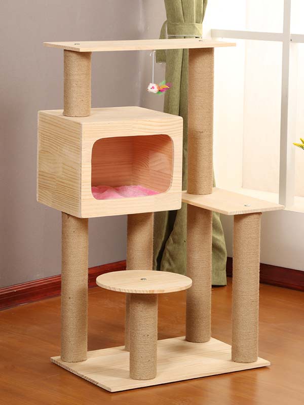 Melhor gato árvore pinho corda de cânhamo coluna escada gato casa quente brinquedo para gato 06-1165 www.petproduct.com.cn