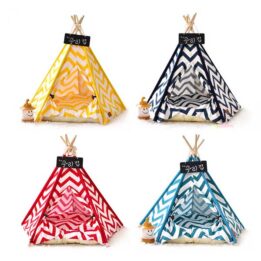 Dog Bed Tent: Multi-color Pet Show Tent Portable Outdoor Play Cotton Canvas Teepee 06-0941 www.petproduct.com.cn