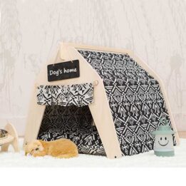 Waterproof Dog Tent: OEM 100% Cotton Canvas Pet Teepee Tent Colorful Wave Collapsible 06-0963 www.petproduct.com.cn