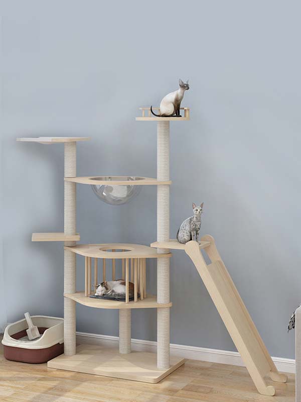 Wholesale pine solid wood multilayer board cat tree cat tower cat climbing frame 105-212 www.petproduct.com.cn