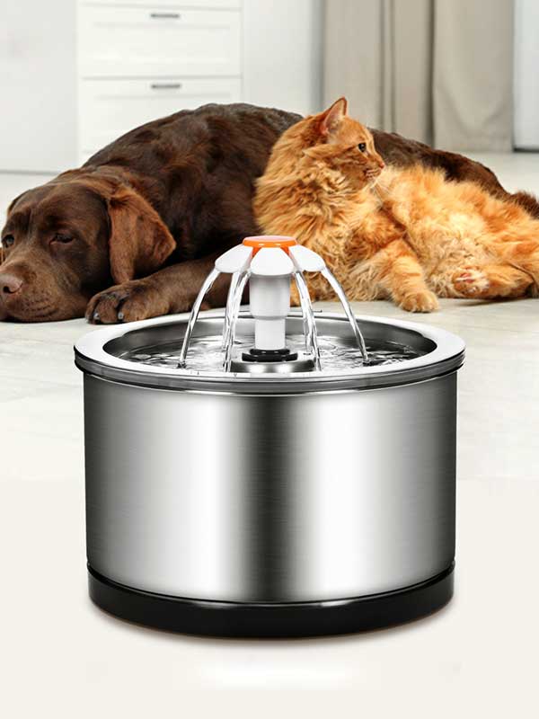 Wholesale Silver Wing Round All Steel Flower Pet Water dispenser Stainless Steel water feeder Pet water feeder 120-35004 Pet Products Factory, OEM Manufacturer, Supplier, Agent www.petproduct.com.cn Wholesale Silver Wing Round All Steel Flower Pet Water dispenser
