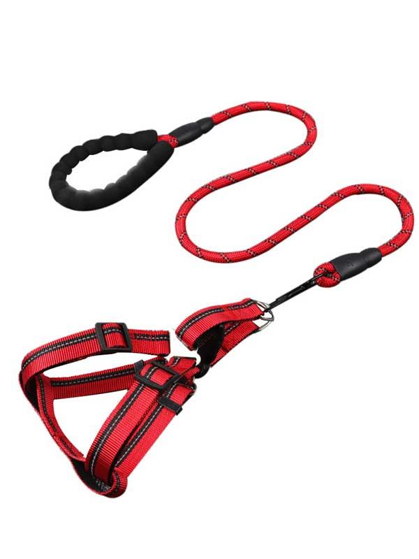 Factory wholesale custom adjustable reflective lead rope chest strap set outdoor dog chain large and medium-sized dog leash 109-237012 Pet Products Factory, OEM Manufacturer, Supplier, Agent www.petproduct.com.cn Custom adjustable reflective lead rope chest strap set outdoor dog chain dog leash